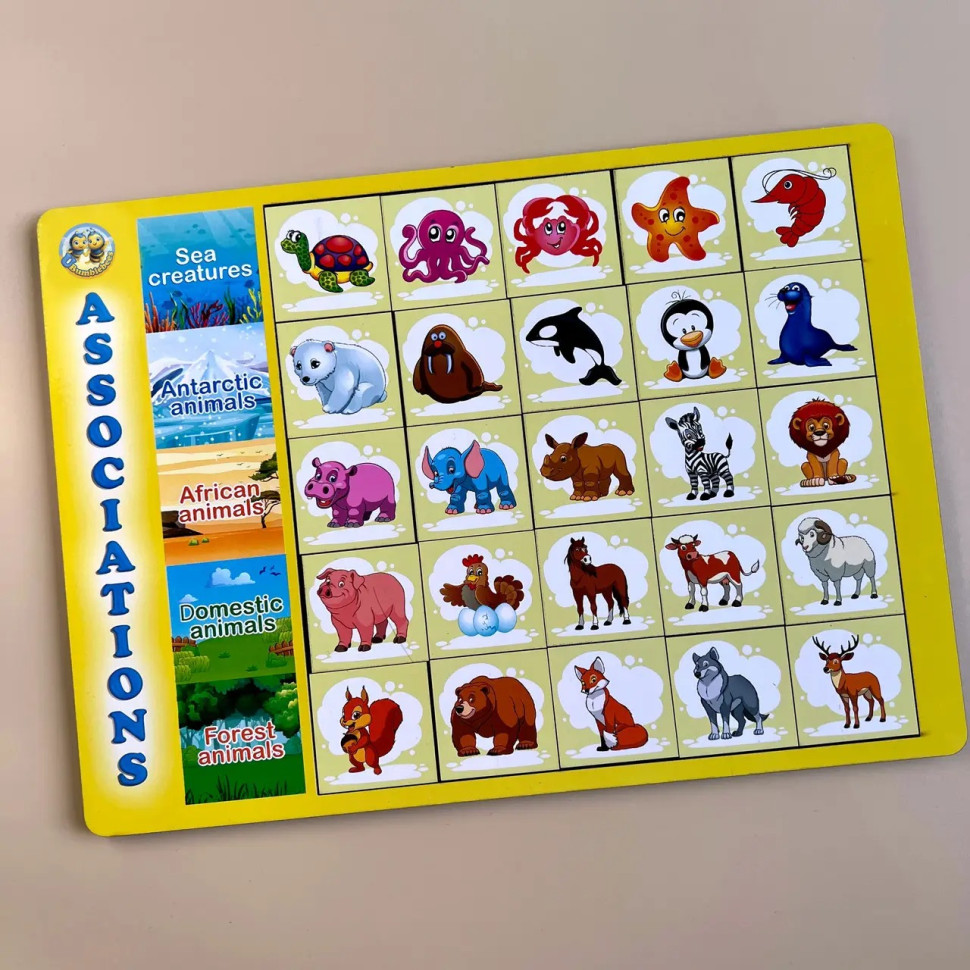 Дерев'яний пазл-вкладиш "Асоціації - види тварин" Ubumblebees, 25 плашок Дерев'яний пазл-вкладиш "Асоціації - види тварин" Ubumblebees, 25 плашок - Зображення 4