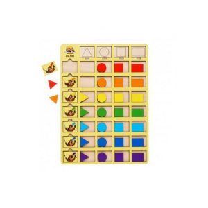 Дерев'яний пазл-вкладиш "Бобри-маляри – 2" Ubumblebees геометричні фігури