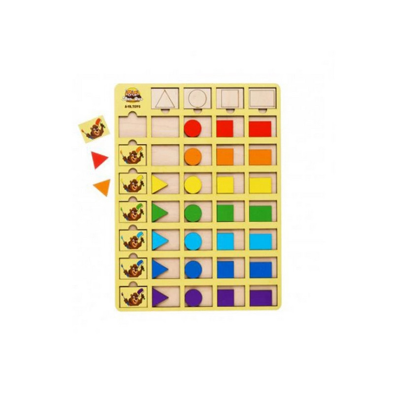 Дерев'яний пазл-вкладиш "Бобри-маляри – 2" Ubumblebees геометричні фігури Дерев'яний пазл-вкладиш "Бобри-маляри – 2" Ubumblebees геометричні фігури