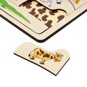 Alternative view of Дерев'яний пазл-вкладиш "Де? Чий візерунок?" Ubumblebees сортер