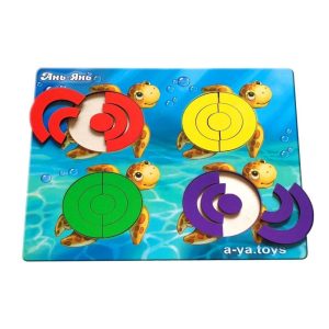 Alternative view of Дерев'яний пазл-сортер "Черепашки - кольори" Ubumblebees із завданнями