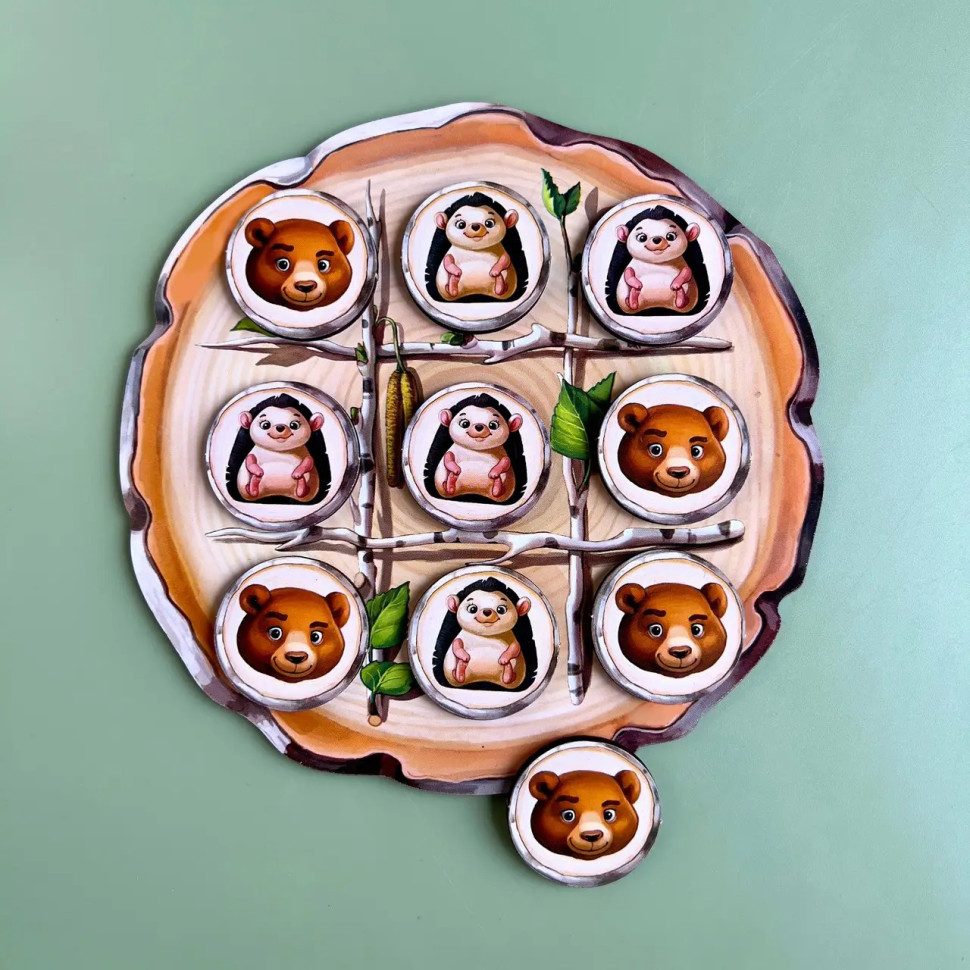 Дерев'яна настільна гра "Хрестики-нулики" Ubumblebees їжачок та ведмідь Дерев'яна настільна гра "Хрестики-нулики" Ubumblebees їжачок та ведмідь - Зображення 4