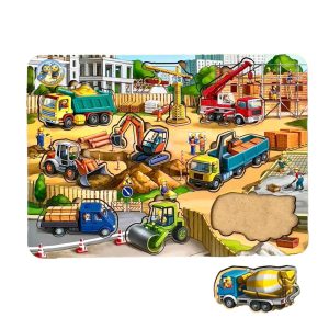 Дерев'яний пазл-вкладиш "Будівельний майданчик" Ubumblebees, 9 елементів