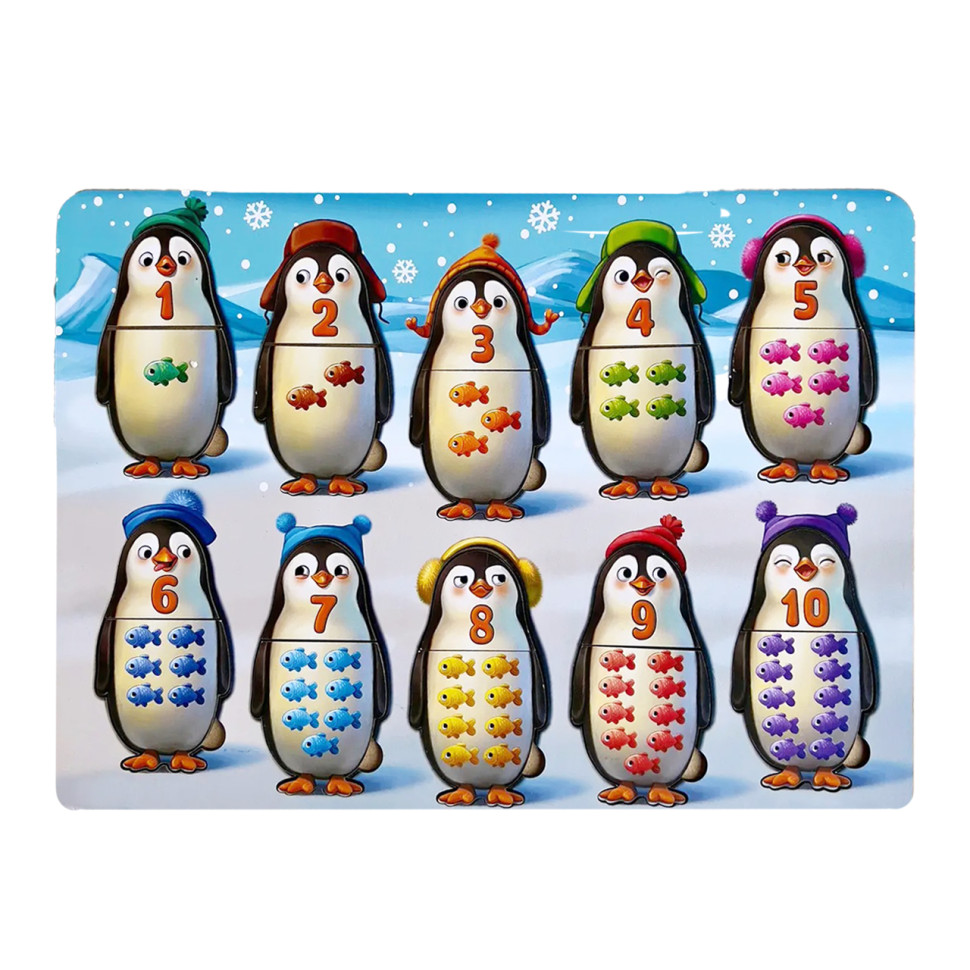 Дерев'яний пазл-вкладиш "Пінгвінчики" Ubumblebees рахунок Дерев'яний пазл-вкладиш "Пінгвінчики" Ubumblebees рахунок - Зображення 2