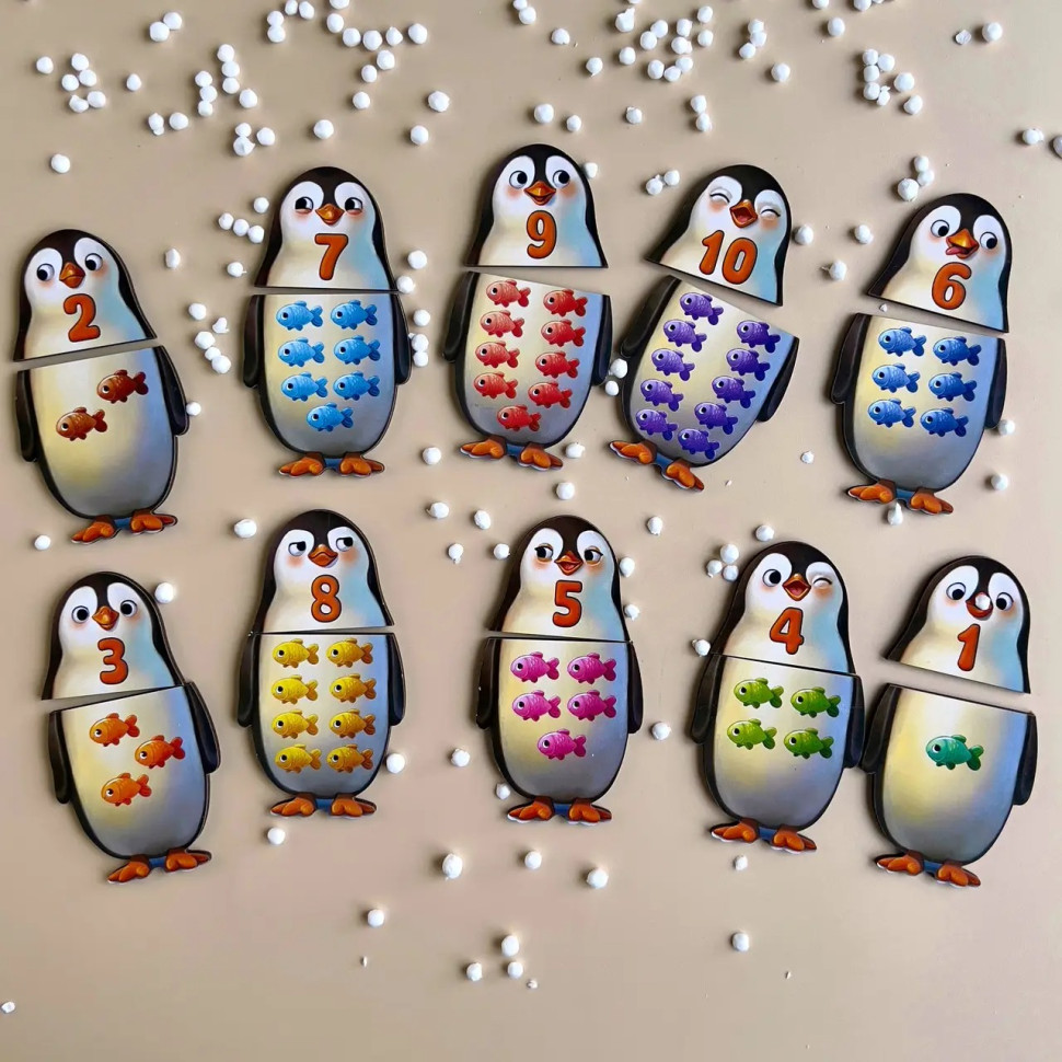 Дерев'яний пазл-вкладиш "Пінгвінчики" Ubumblebees рахунок Дерев'яний пазл-вкладиш "Пінгвінчики" Ubumblebees рахунок - Зображення 6