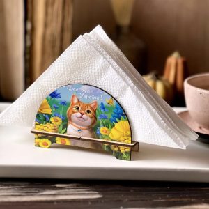 Alternative view of Дерев'яна серветниця "Рудий котик" Ubumblebees декоративна