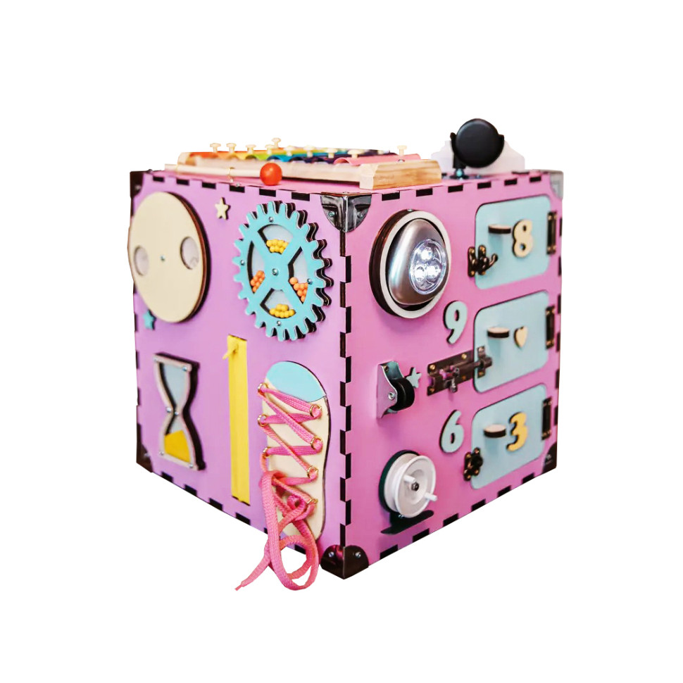 Розвиваюча іграшка Бізікуб Temple Group 30х30х30см Рожевий Развивающая игрушка Бизикуб Temple Group 30х30х30см Розовый