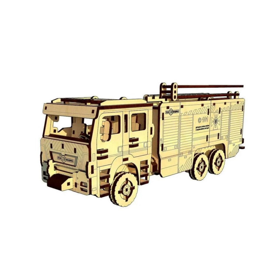 Дерев'яний конструктор "Пожежне Авто" Pazly 206 деталей Дерев'яний конструктор "Пожежне Авто" Pazly 206 деталей