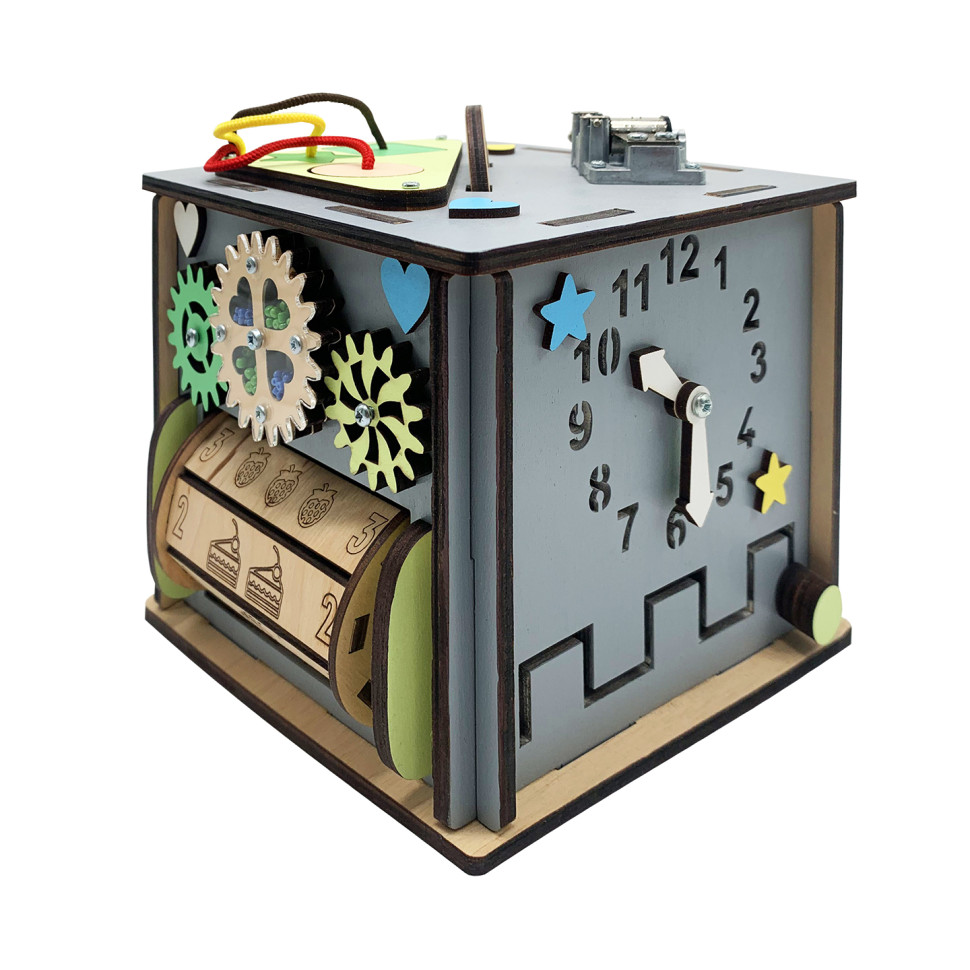 Розвиваюча іграшка Бізикуб Temple Group 15х15х15 см Сірий Розвиваюча іграшка Бізикуб Temple Group 15х15х15 см Сірий