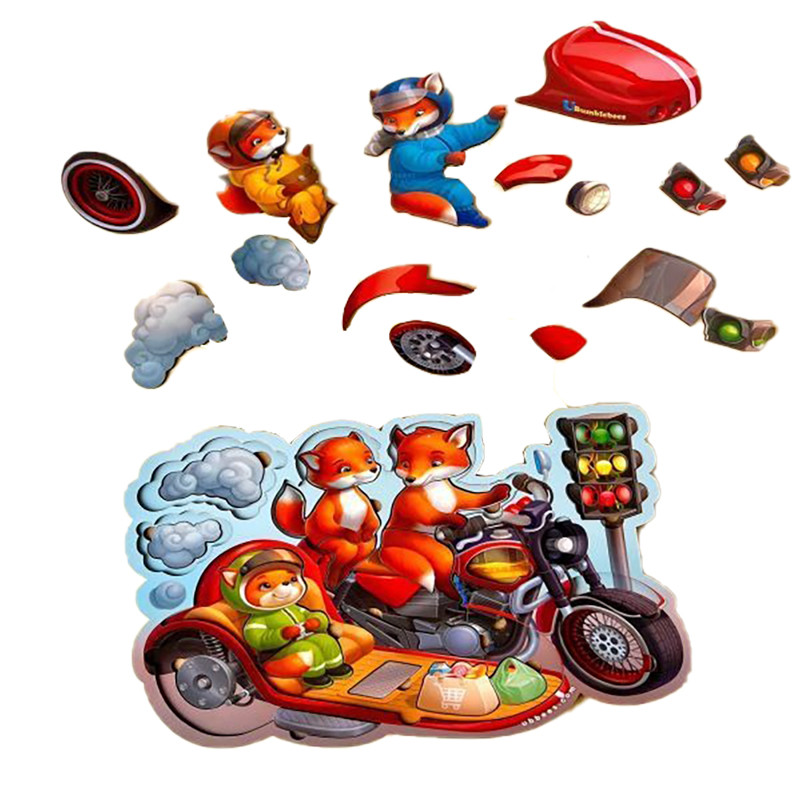 Пазл Багатошарові вкладки "Лисенята на мотоциклі", 39 елементів Пазл Многослойные вкладыши «Лисята на мотоцикле», 39 элементов — изображение 2