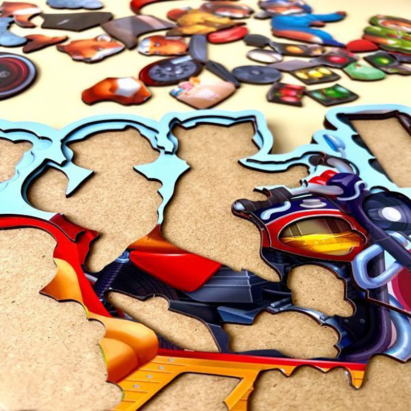 Пазл Багатошарові вкладки "Лисенята на мотоциклі", 39 елементів Пазл Многослойные вкладыши «Лисята на мотоцикле», 39 элементов — изображение 3