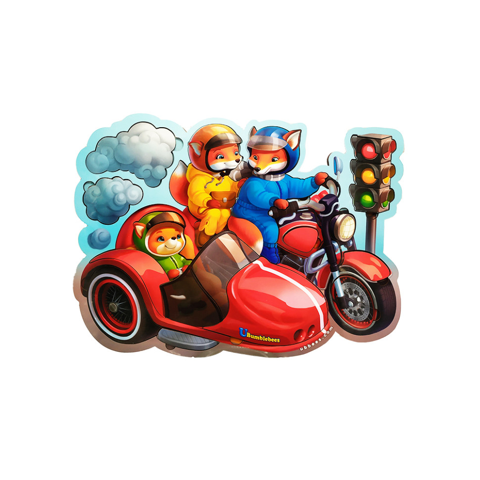 Пазл Багатошарові вкладки "Лисенята на мотоциклі", 39 елементів Пазл Многослойные вкладыши «Лисята на мотоцикле», 39 элементов