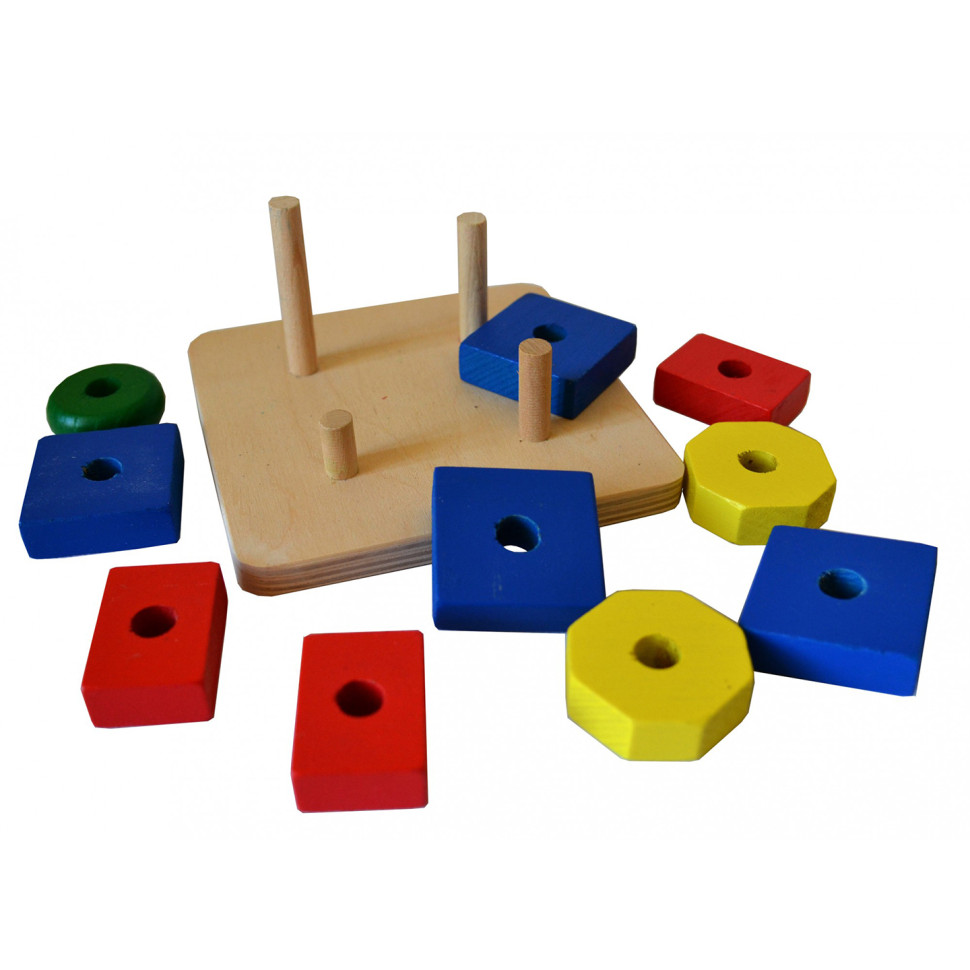 Дитяча розвиваюча "Піраміда-фігури" дерев'яна Дитяча розвиваюча "Піраміда-фігури" дерев'яна - Зображення 2