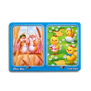 Дерев'яний пазл-вкладиш "Хом'яки та курчата" Ubumblebees в рамці Дерев'яний пазл-вкладиш "Хом'яки та курчата" Ubumblebees в рамці