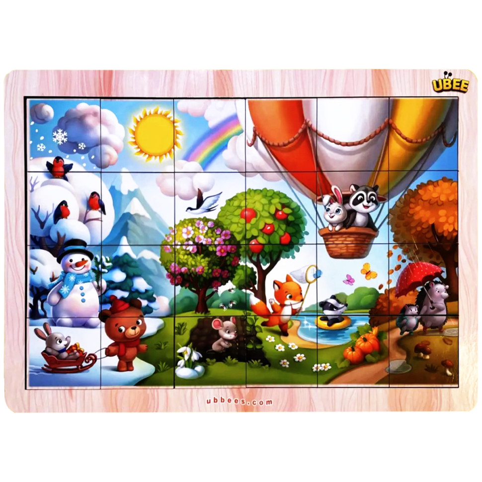 Настільний розвиваючий Пазл-вкладиш "Пори року" підказка-фон Настільний розвиваючий Пазл-вкладиш "Пори року" підказка-фон