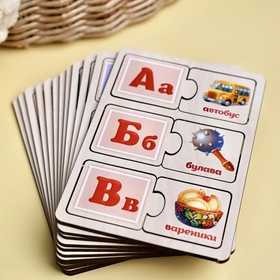 Розвиваючий пазл-половинки "Українська абетка" дерев'яний Развивающий пазл-половинки «Украинский алфавит» деревянный — изображение 3