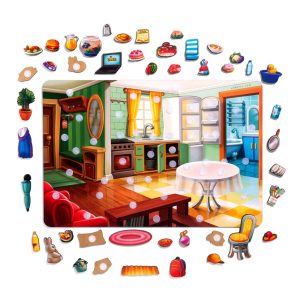 Alternative view of Дерев'яний пазл-вкладиш "Наведи лад в кімнаті та нагодуй Ваню"