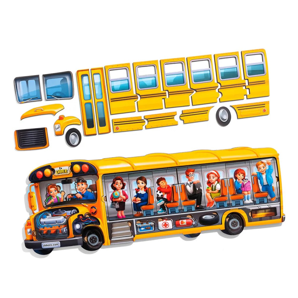 Дерев'яний пазл-вкладиш "Шкільний автобус" Дерев'яний пазл-вкладиш "Шкільний автобус" - Зображення 2
