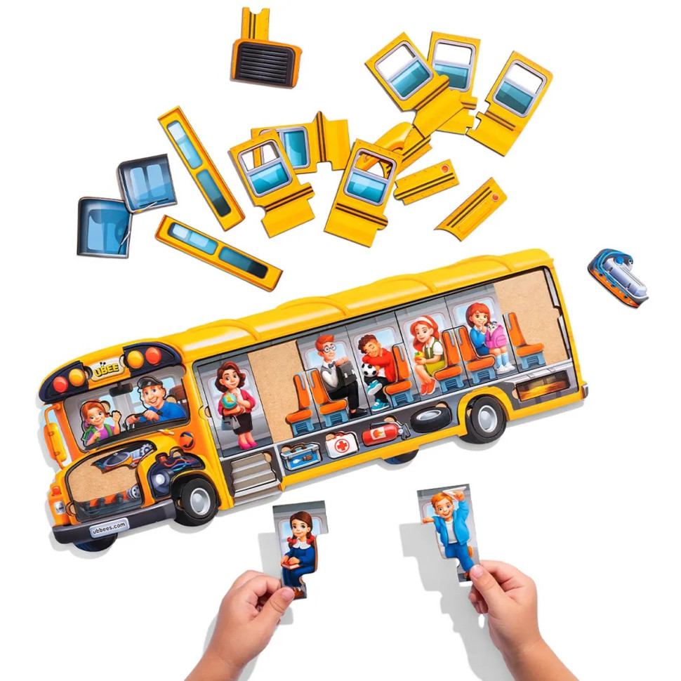 Дерев'яний пазл-вкладиш "Шкільний автобус" Дерев'яний пазл-вкладиш "Шкільний автобус" - Зображення 4