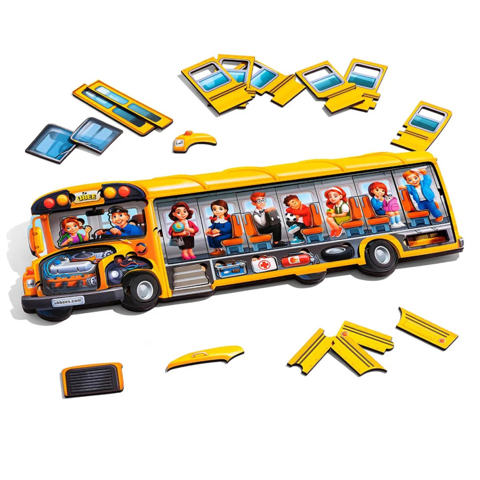Дерев'яний пазл-вкладиш "Шкільний автобус" Дерев'яний пазл-вкладиш "Шкільний автобус" - Зображення 5