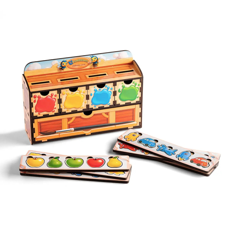 Дерев'яна настільна гра "Кольори" Ubumblebees сортер-комодик Дерев'яна настільна гра "Кольори" Ubumblebees сортер-комодик - Зображення 2