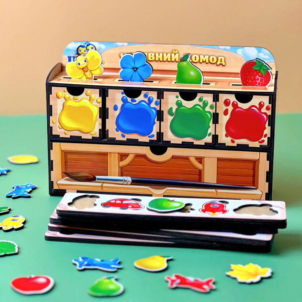 Дерев'яна настільна гра "Кольори" Ubumblebees сортер-комодик Дерев'яна настільна гра "Кольори" Ubumblebees сортер-комодик - Зображення 6