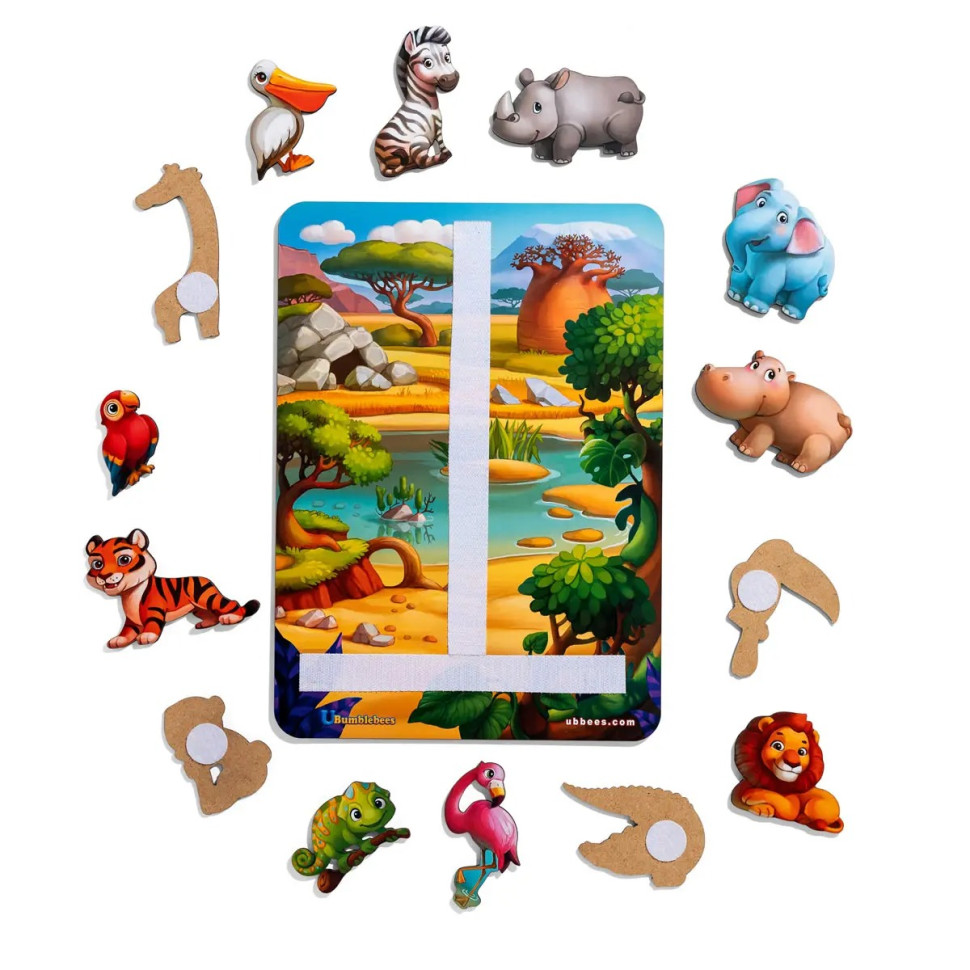 Дерев'яна настільна гра "Повтори за схемою - Африка" Ubumblebees на липучках Дерев'яна настільна гра "Повтори за схемою - Африка" Ubumblebees на липучках - Зображення 2