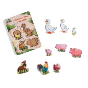 Деревянный пазл-вкладыш «Семья-скотские животные-2» Ubumblebees больше-меньше