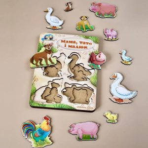 Alternative view of Деревянный пазл-вкладыш «Семья-скотские животные-2» Ubumblebees больше-меньше