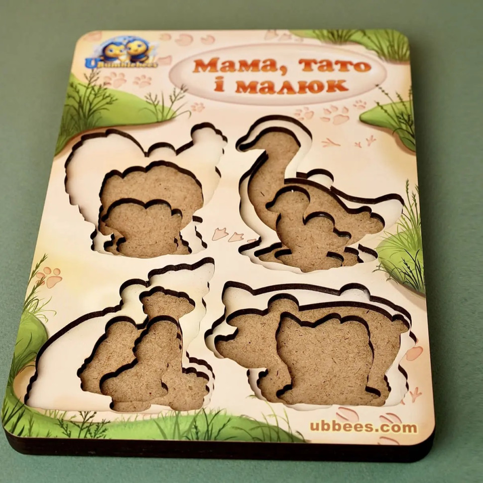 Дерев'яний пазл-вкладиш "Сім'я-свійські тварини-2" Ubumblebees більше-менше Деревянный пазл-вкладыш «Семья-скотские животные-2» Ubumblebees больше-меньше — изображение 5