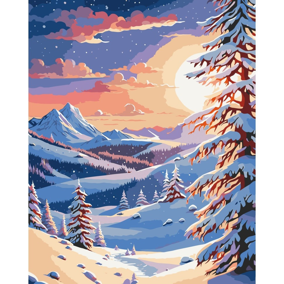 Картина за номерами "Зима в горах" 40х50 см Картина по номерам "Зима в горах" 40х50 см