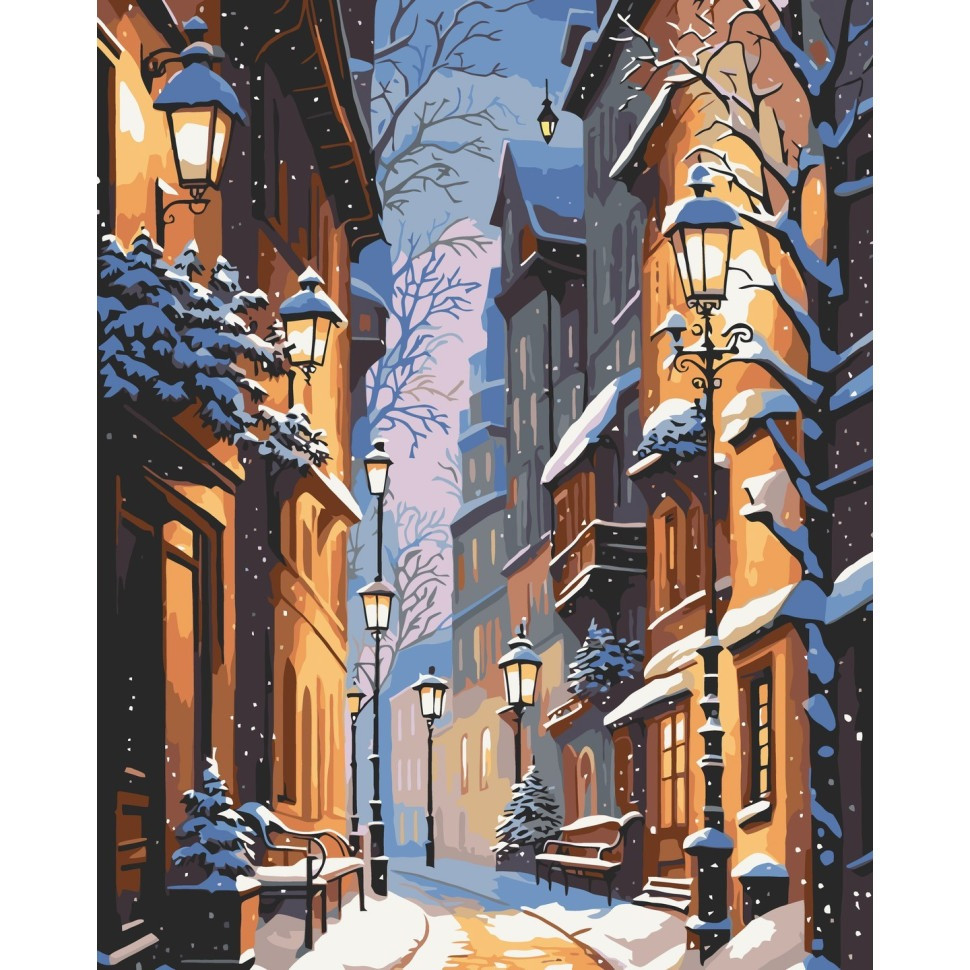 Картина за номерами "Зимове місто" 40х50 см Картина по номерам "Зимний город" 40х50 см