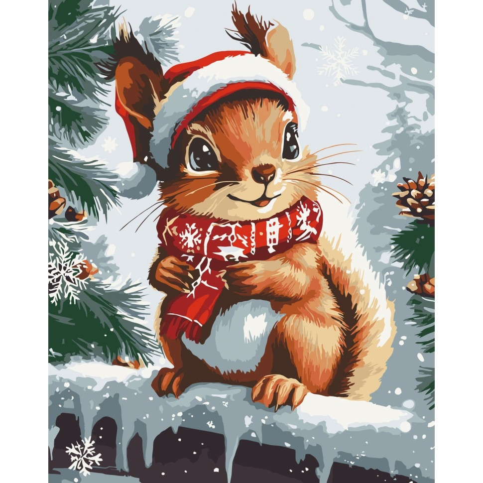 Картина за номерами "Зимова білка" 40х50 см Картина за номерами "Зимова білка" 40х50 см