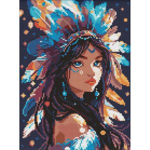Алмазна мозаїка "Дівчина-індіанка", 30х40 см
