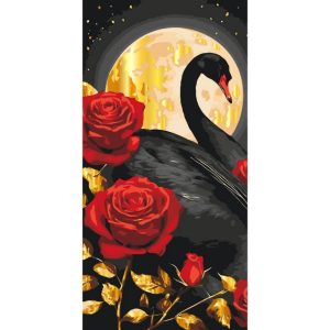 Картина "Черный лебедь" с металлизированными красками 40x80 см