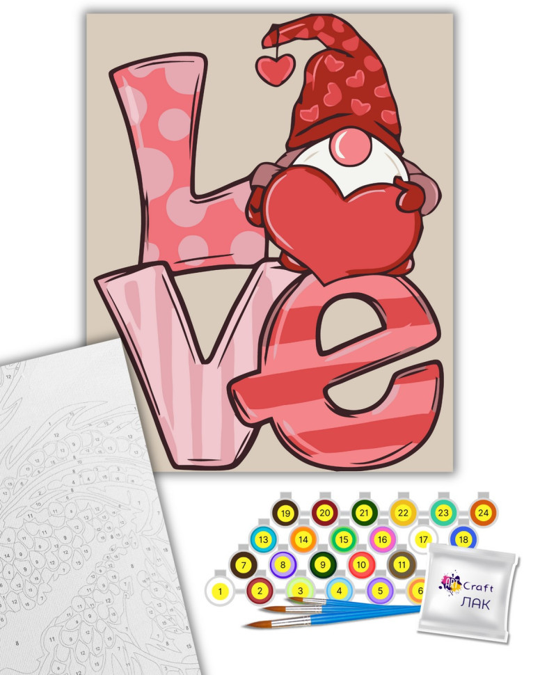 Картина за номерами "Гномик LOVE" 40х50 см Картина за номерами "Гномик LOVE" 40х50 см - Зображення 2