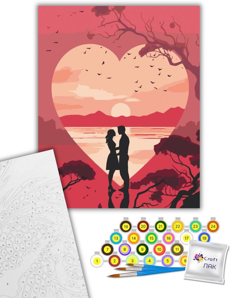Картина за номерами "Силует кохання" 40х50 см Картина за номерами "Силует кохання" 40х50 см - Зображення 2