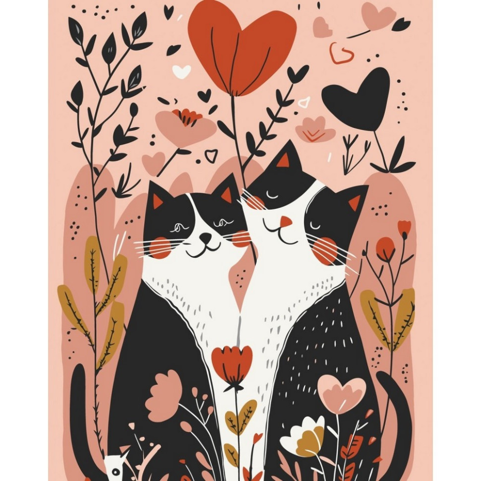Картина за номерами "Котяче кохання" 40х50 см Картина по номерам "Кошачья любовь" 40х50 см
