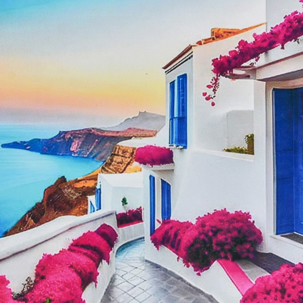 Алмазна мозаїка "Рожеві вулиці набережної" 30х30 см Алмазна мозаїка "Рожеві вулиці набережної" 30х30 см