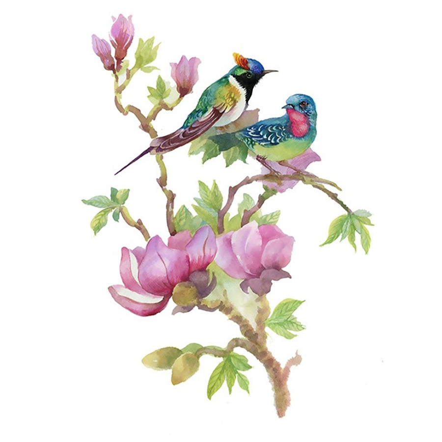 Алмазна мозаїка "Магнолія з пташками" картон, неповна викладка 21х25 см Алмазна мозаїка "Магнолія з пташками" картон, неповна викладка 21х25 см - Зображення 2