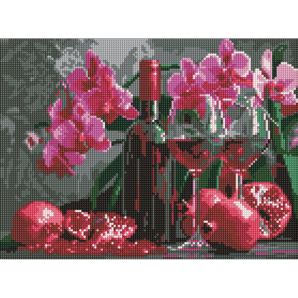 Алмазна мозаїка "Вино та орхідеї", 30х40 см Алмазна мозаїка "Вино та орхідеї", 30х40 см