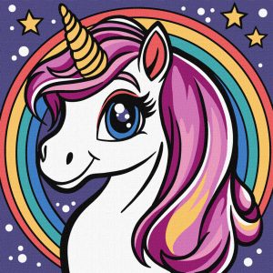 Картина за номерами "Райдужна єдиноріжка", 25х25 см