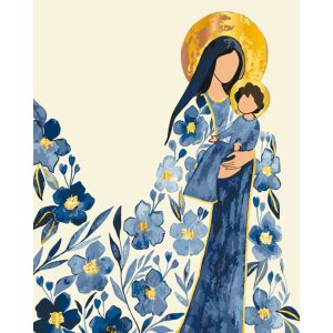 Картина за номерами "Богородиця" з металізованими фарбами 40х50 см