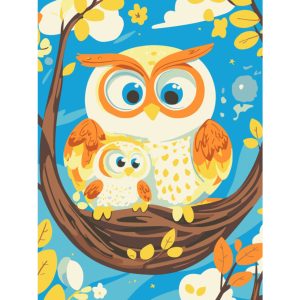 Картина по номерам "Мамочка-Сова" 30х40 см