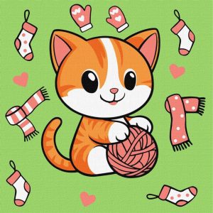 Картина за номерами "Котик і клубочок (картина №1)" ©art_selena_ua, 25х25 см