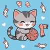 Картина за номерами "Котик і клубочок (картина №2)" ©art_selena_ua, 25х25 см