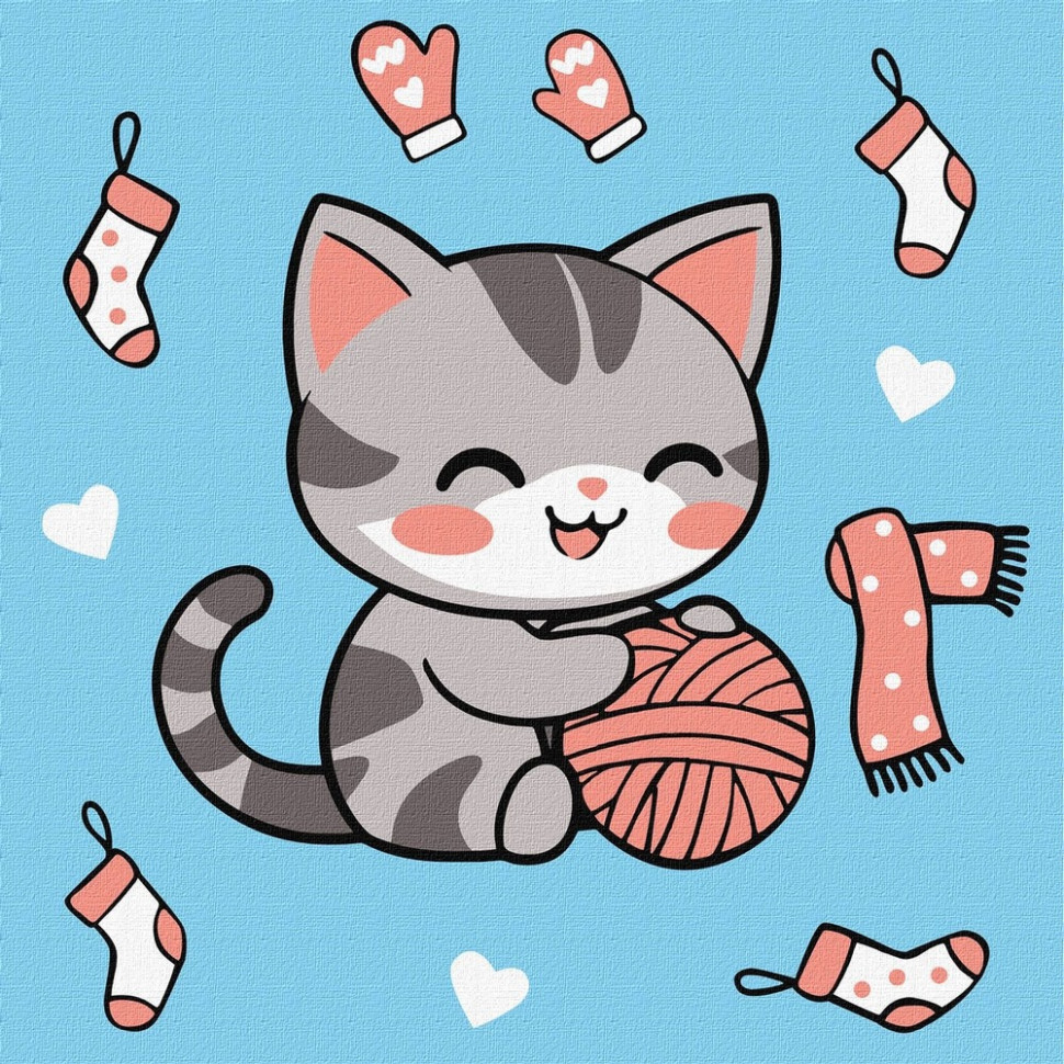 Картина за номерами "Котик і клубочок (картина №2)" ©art_selena_ua, 25х25 см Картина за номерами "Котик і клубочок (картина №2)" ©art_selena_ua, 25х25 см