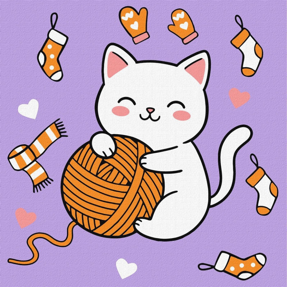 Картина за номерами "Котик і клубочок (картина №3)" ©art_selena_ua KHO1235, 25х25 см Картина за номерами "Котик і клубочок (картина №3)" ©art_selena_ua KHO1235, 25х25 см