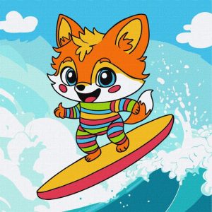 Картина за номерами "Літо. Лисеня на хвилі" ©art_selena_ua, 25х25 см