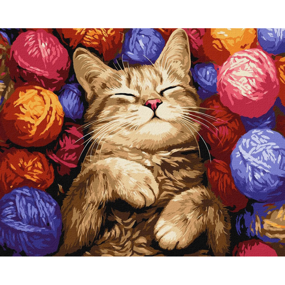 Картина за номерами "Кіт у клубочках" ©art_selena_ua, 40х50 см Картина за номерами "Кіт у клубочках" ©art_selena_ua, 40х50 см